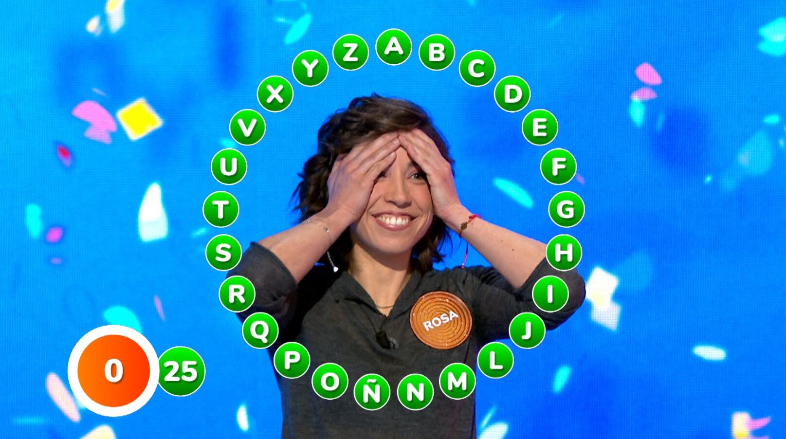 Rosa Rodríguez en el momento en el que ganaba el bote de 'Pasapalabra'