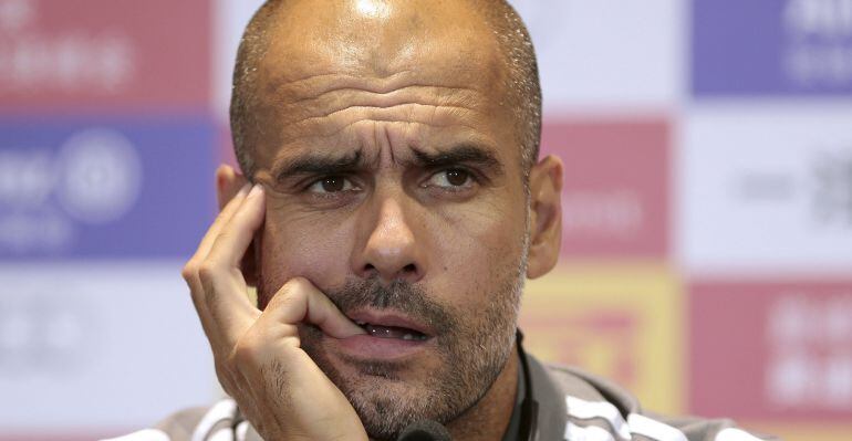 Pep Guardiola en una rueda de prensa en Shanghai, este domingo