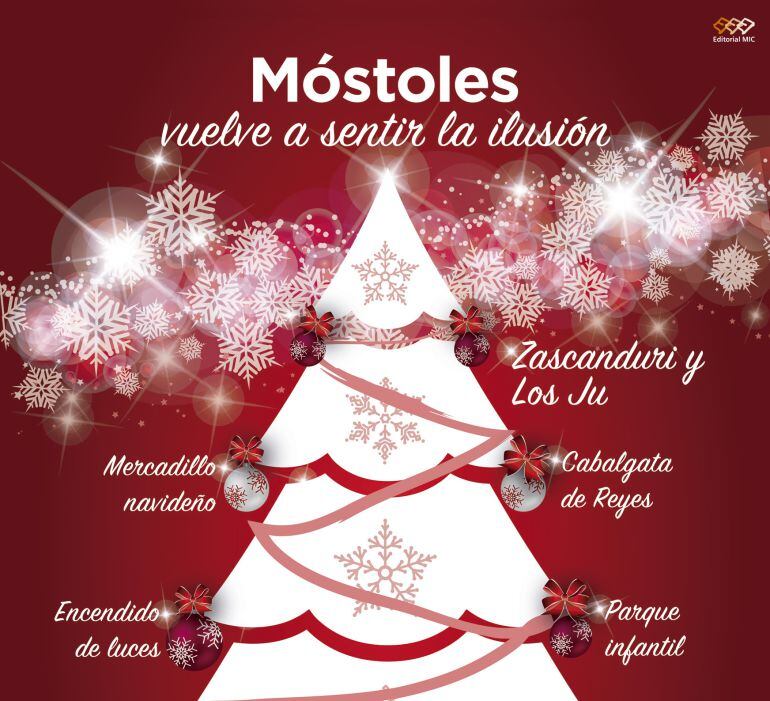 Cartel anunciador de las fiestas navideñas del Ayto de Móstoles