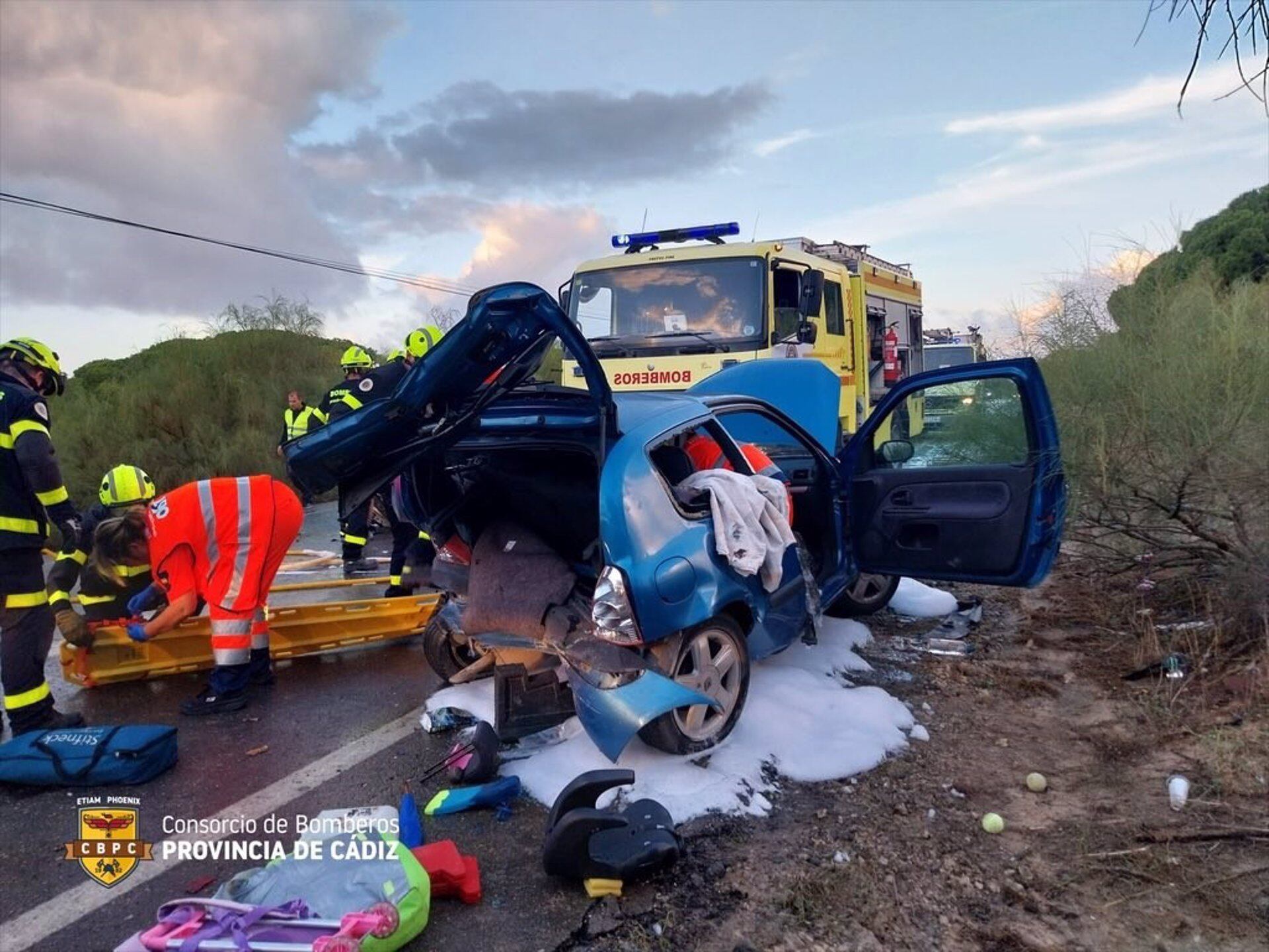 Imagen de uno de los coches implicados en el accidente de la carretera de El Portal