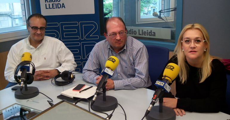 Àngel Huguet (Natural Audio); Xavier Vivas (Federoptics) i Helena Lorenzo (Tegevé Optics).