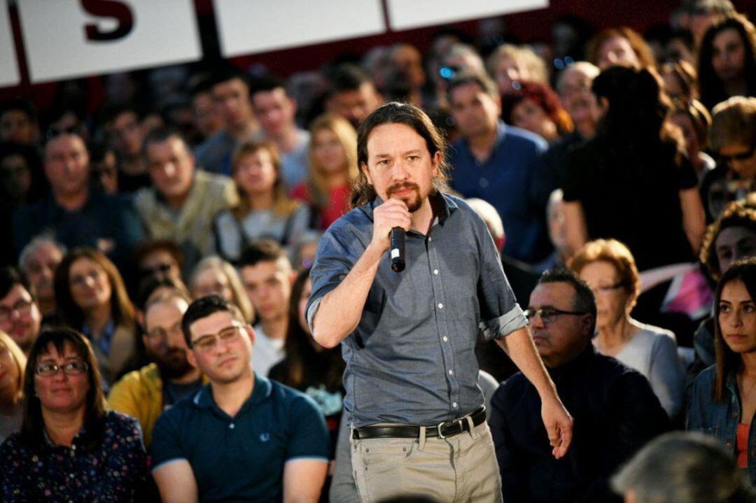 Pablo Iglesias en un acto en Miranda de Ebrp