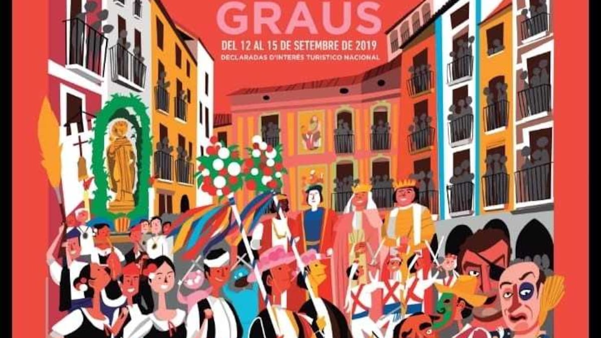 ‘Gaitas, repatanes y comparsas’ gana el concurso del cartel de las fiestas de Graus