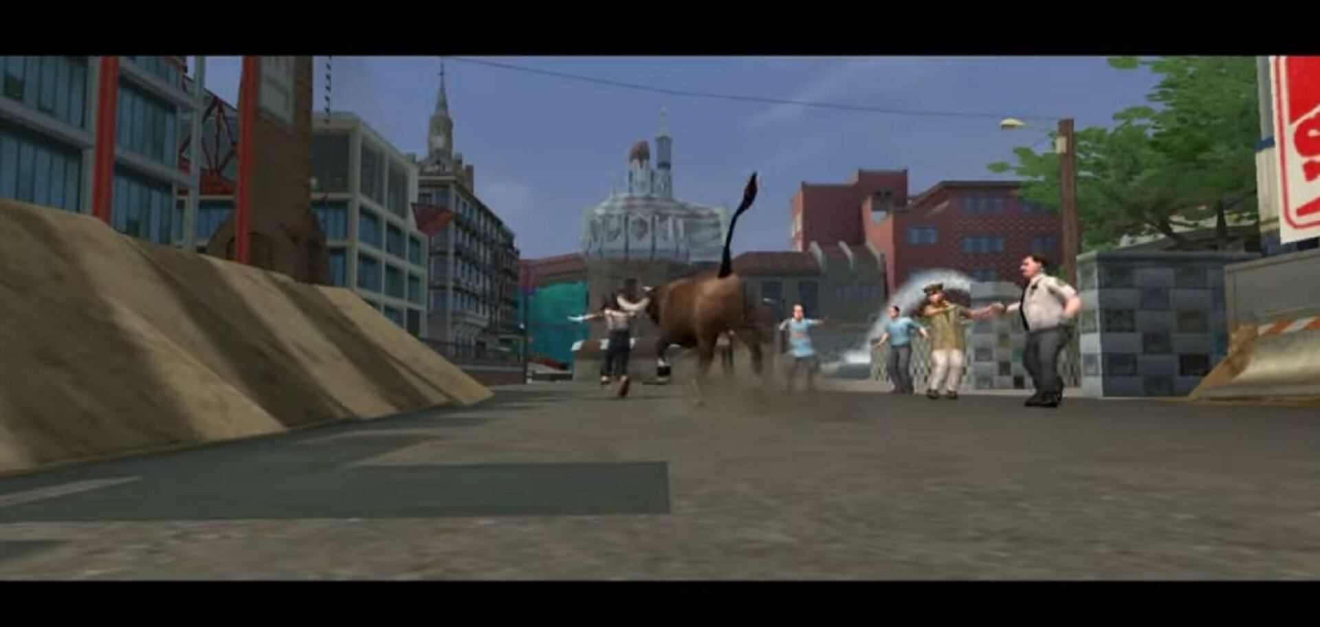 Un toro por las calles de Barcelona en Tony Hawk's Underground 2
