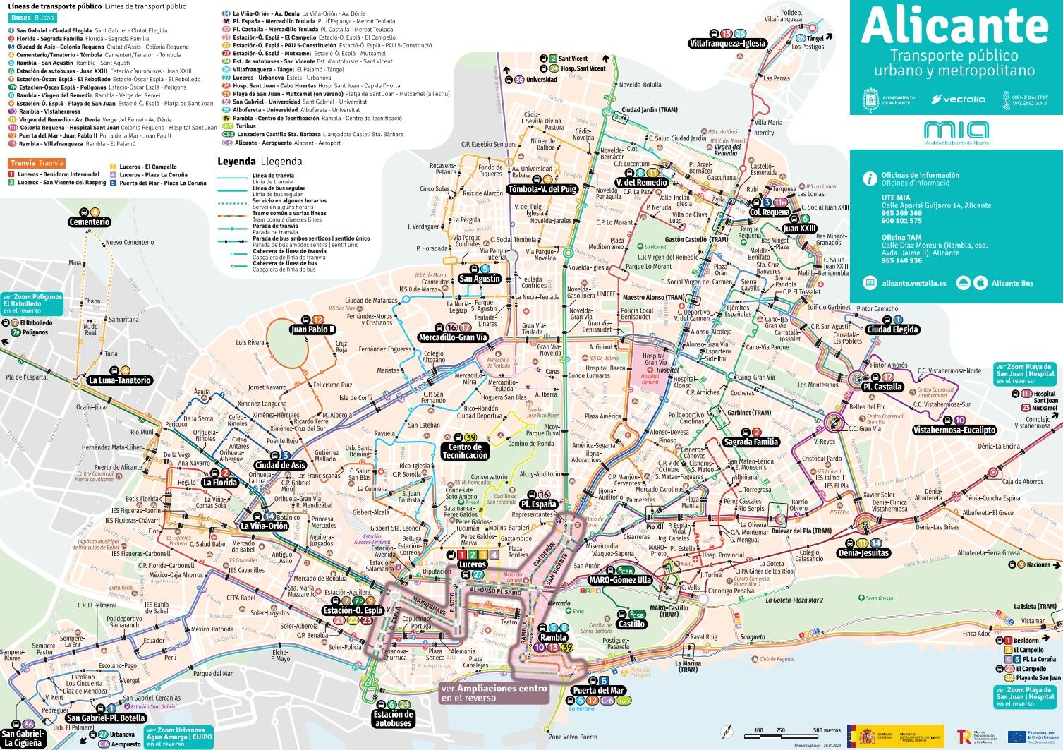 Plano del nuevo servicio de autobús urbano de Alicante