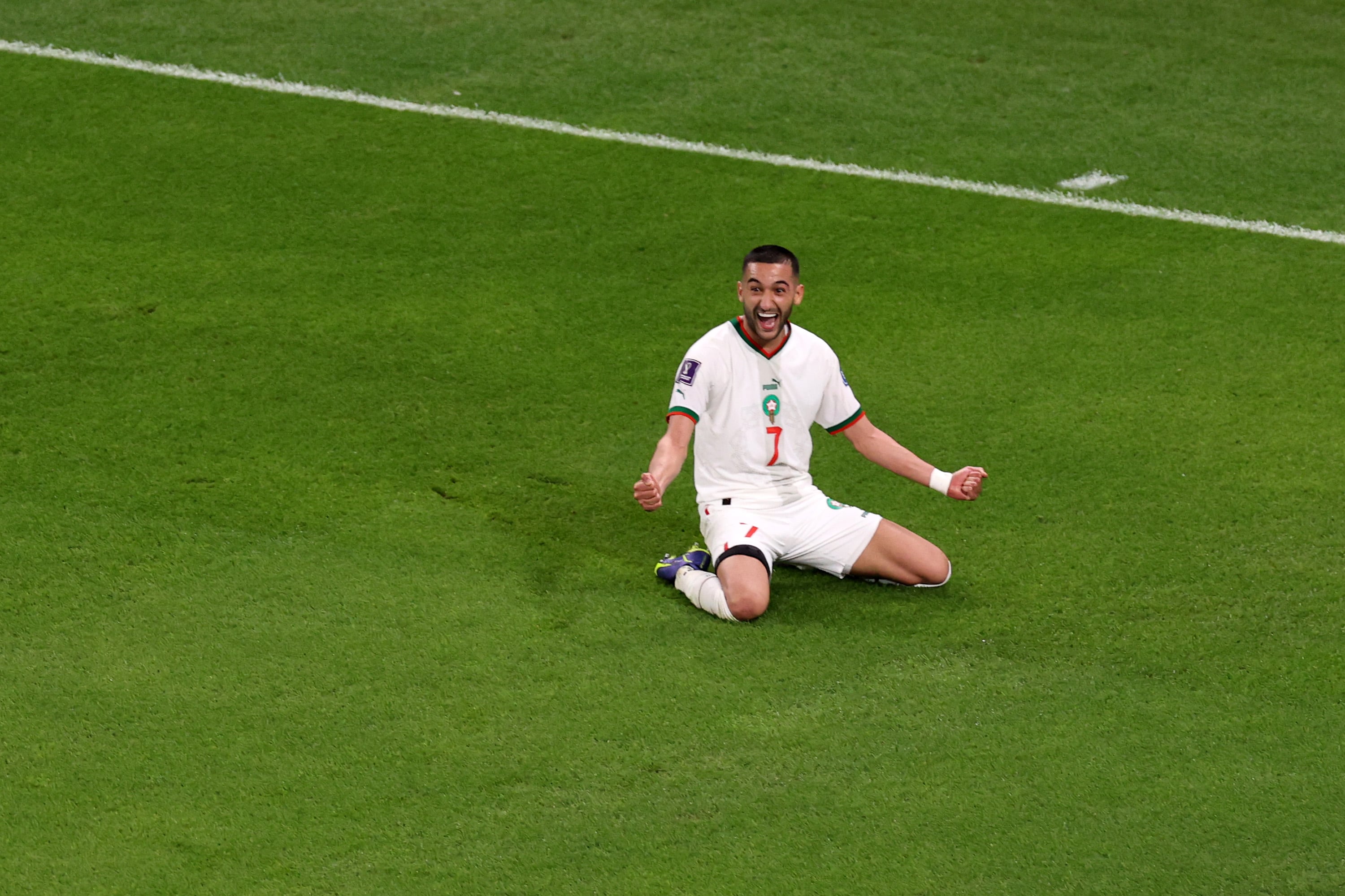 Ziyech celebra un gol ante Bélgica en el Mundial.