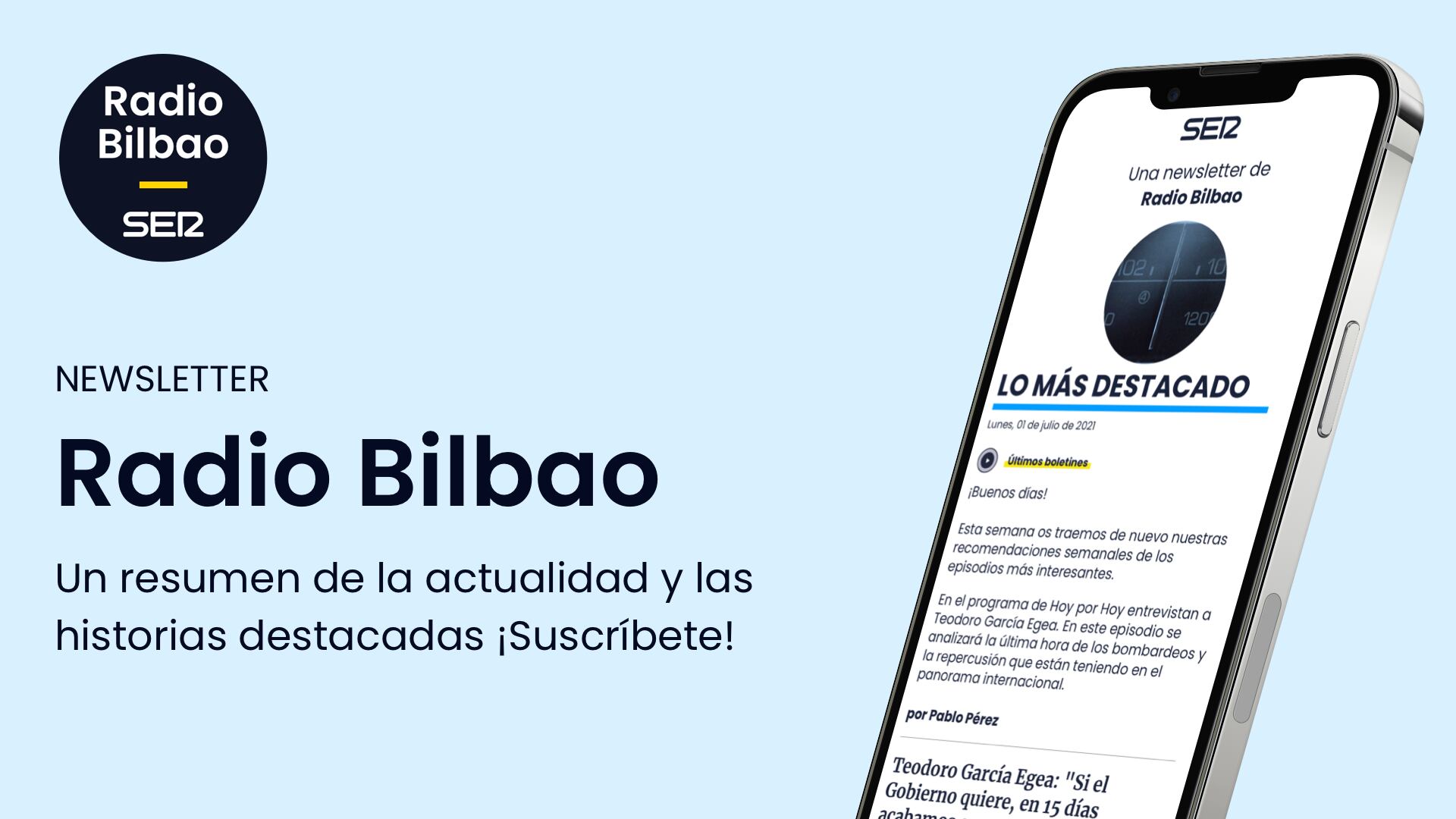 Suscríbete a la newsletter de Radio Bilbao para disfrutar en tu correo de todos nuestros contenidos.