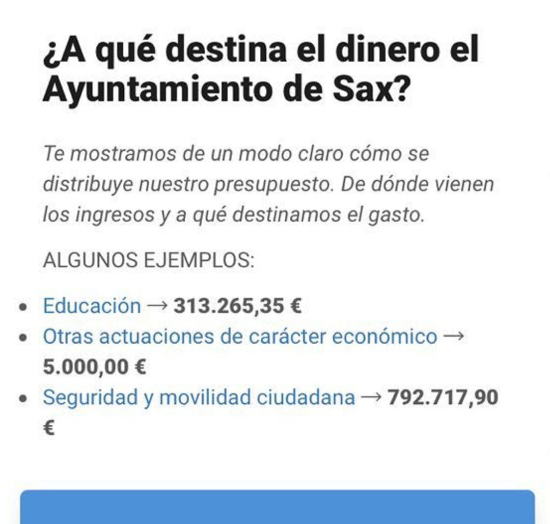 Web de transparencia en Sax