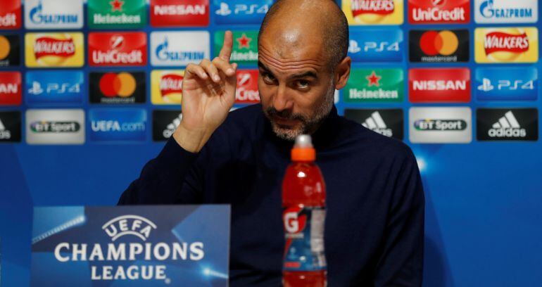 Pep Guardiola, en la rueda de prensa previa al partido entre el Manchester City y el Shakhtar.