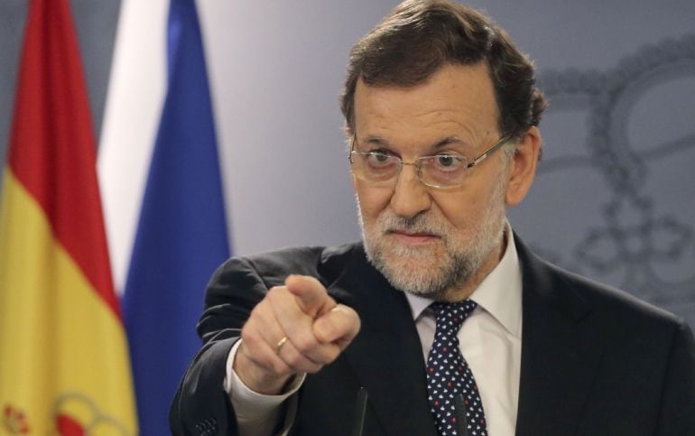 El presidente del Gobierno, Mariano Rajoy, durante la declaración institucional en Moncloa