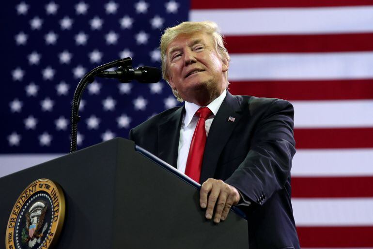 El presidente de los EEUU, Donald Trump, durante un acto en Duluth, Minnesota