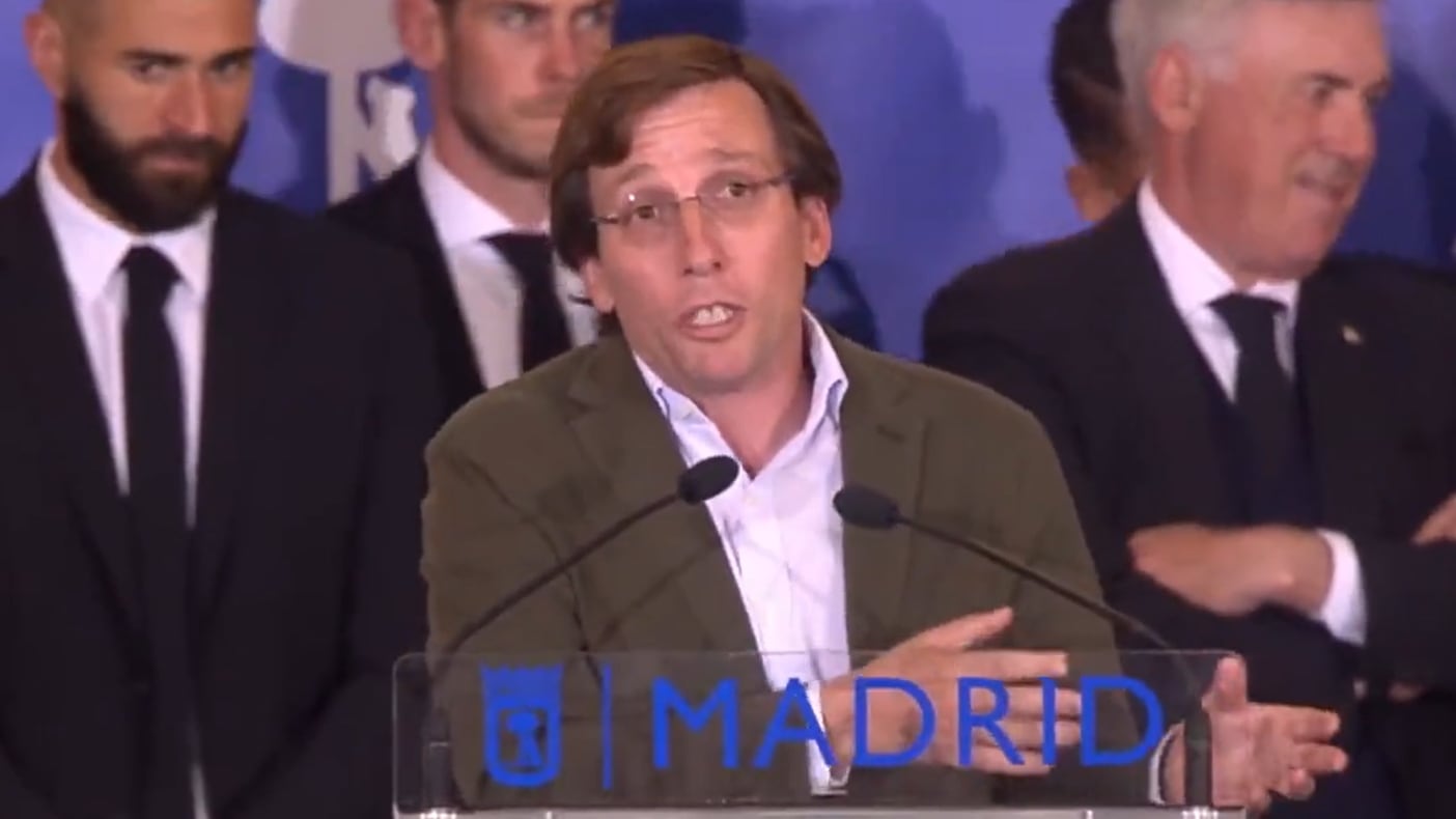 José Luis Martínez-Almeida, alcalde de Madrid, en el acto de celebración de la Decimocuarta Champions del Real Madrid