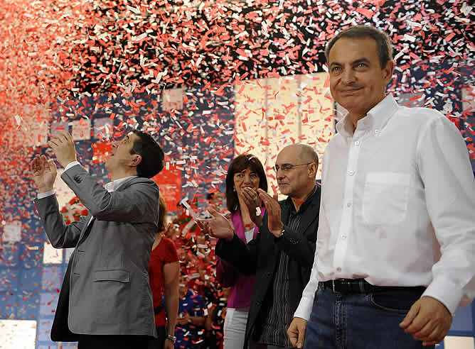 Zapatero junto a Patxi López en la Fiesta de la Rosa en Barakaldo