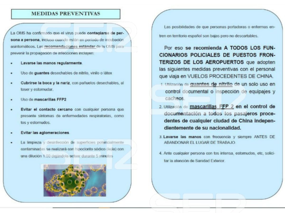 La Policía limita las medidas preventivas a los vuelos procedentes de China