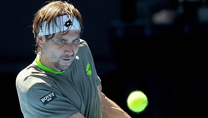 David Ferrer, durante su debut en Australia