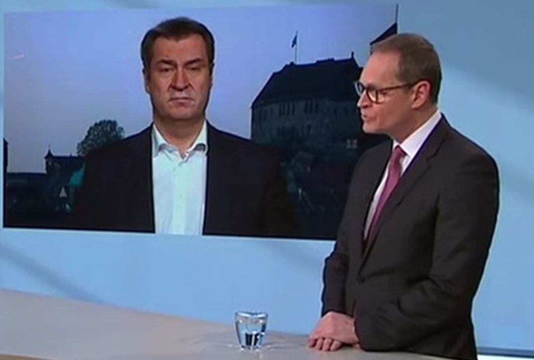 Imagen de la intervención de Söder y Müller en la ARD alemana