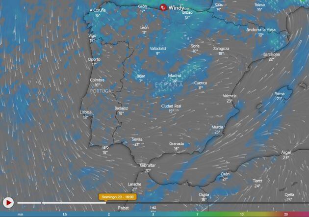 La lluvia se extiende el domingo al centro.