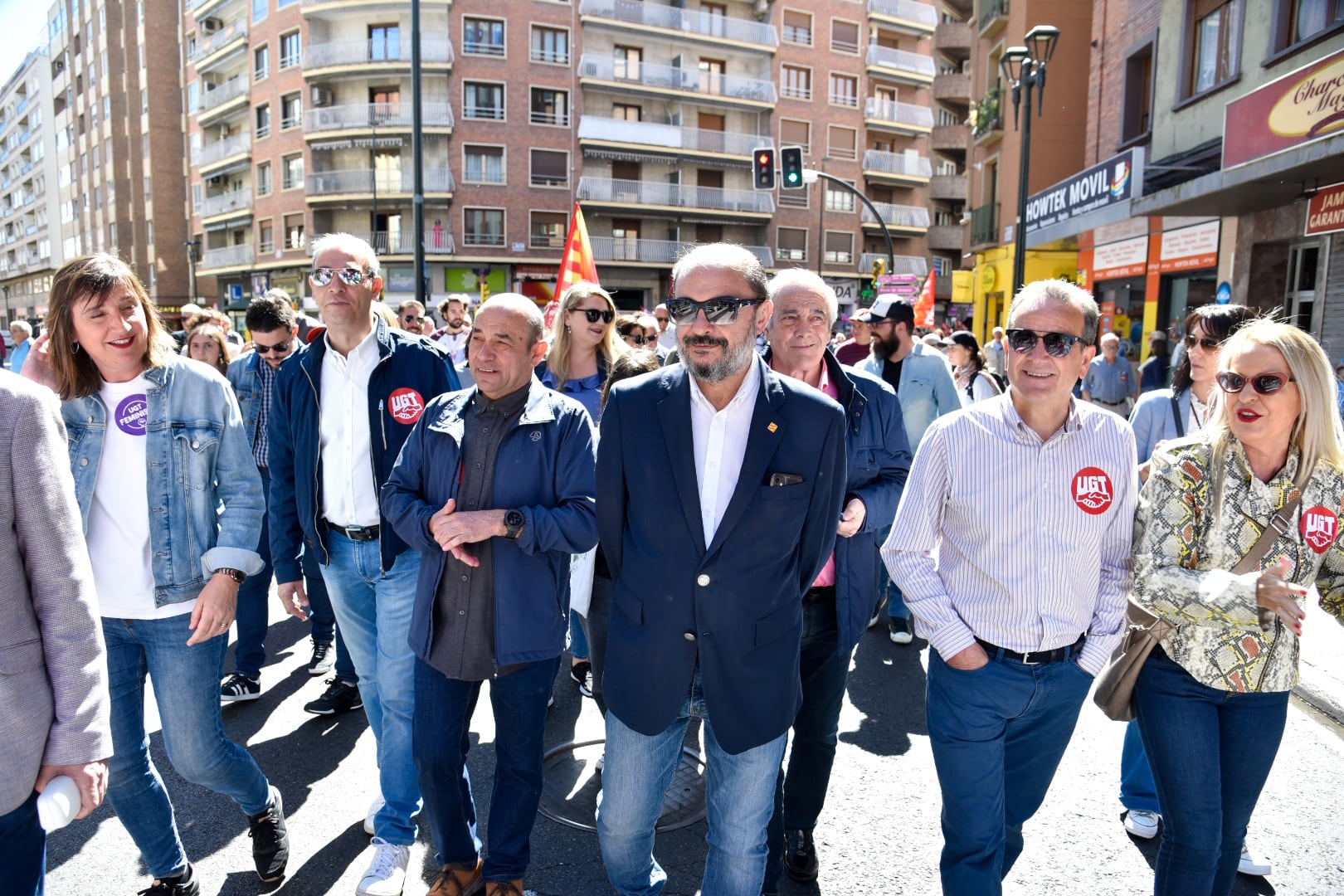 Javier Lambán en la manifestación del Primero de Mayo