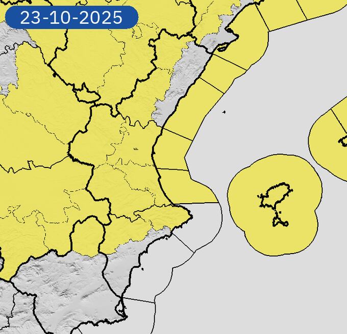 Avisos de AEMET en la Comunitat Valenciana. Fuente: AEMET