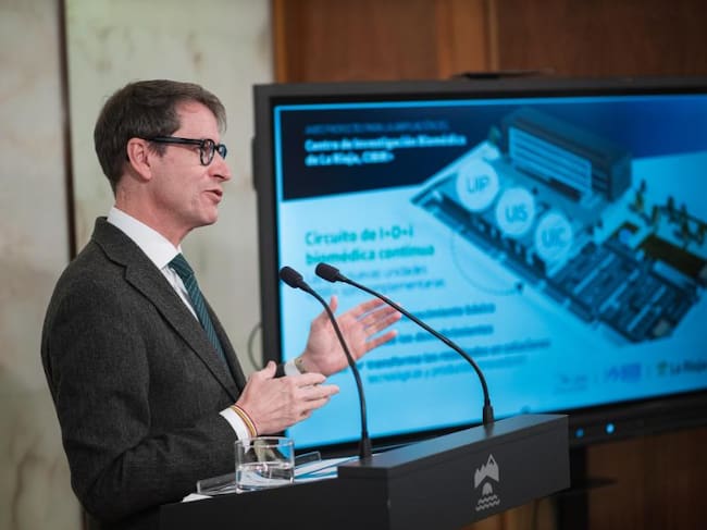 El presidente del Gobierno de La Rioja, Gonzalo Capellán, en la presentación del proyecto de ampliación CIBIR.