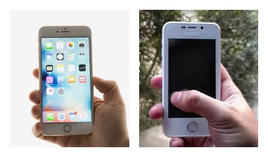 A la izquierda, un iPhone 5; a la derecha, el Freedom 251.