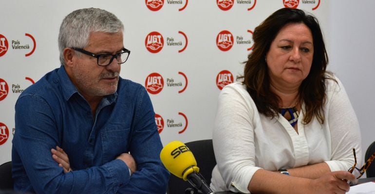 Secetario General de la UGT del País Valenciano, Gonzalo Pino y la Secretaria de Organización, Elvira Ródenas