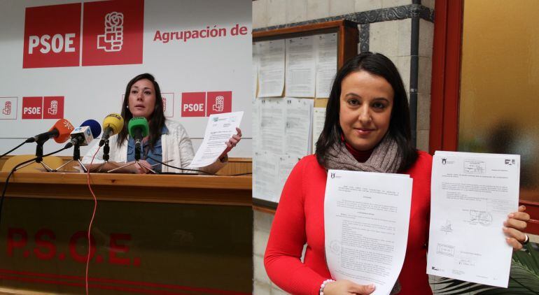 Rocío Arrabal y Laura Ruiz, enseñando documentación sobre el Conservatorio de Música &#039;Paco de Lucía&#039;.