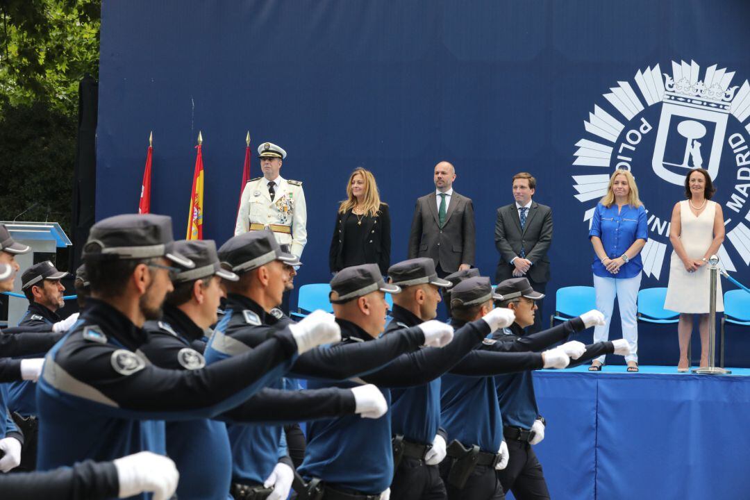 Imagen de archivo del desfile de la Policía Municipal de Madrid el día de su patrón, San Juan Bautista, en el parque del Retiro, en junio de 2019.