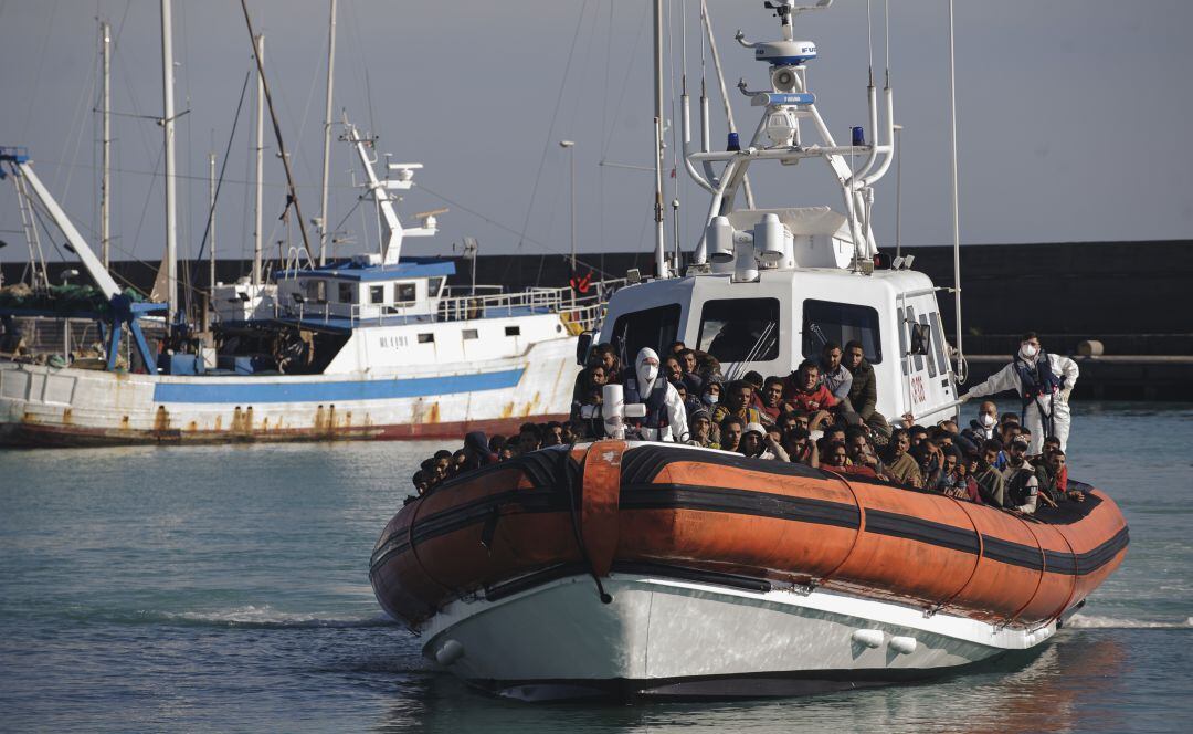 Rescate de migrantes en el Mediterráneo.