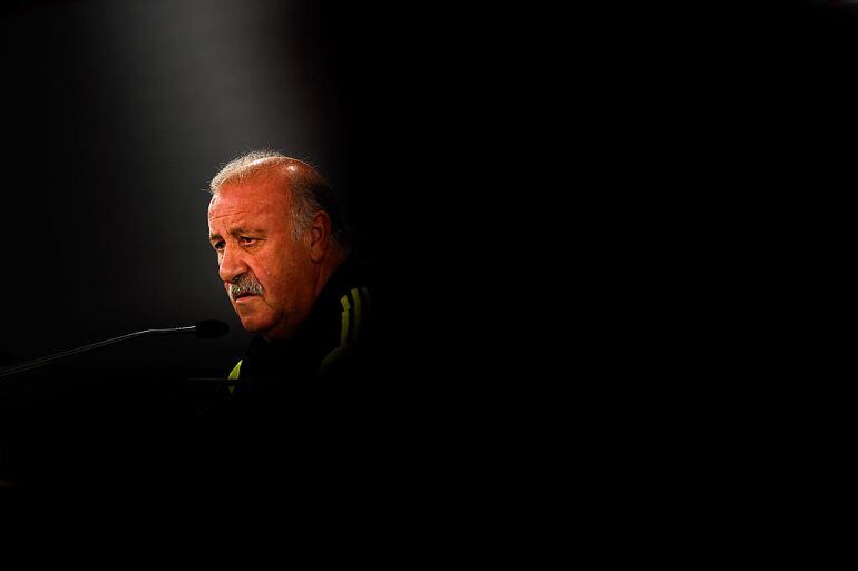 Vicente del Bosque durante una rueda de prensa en su etapa como seleccionador español.