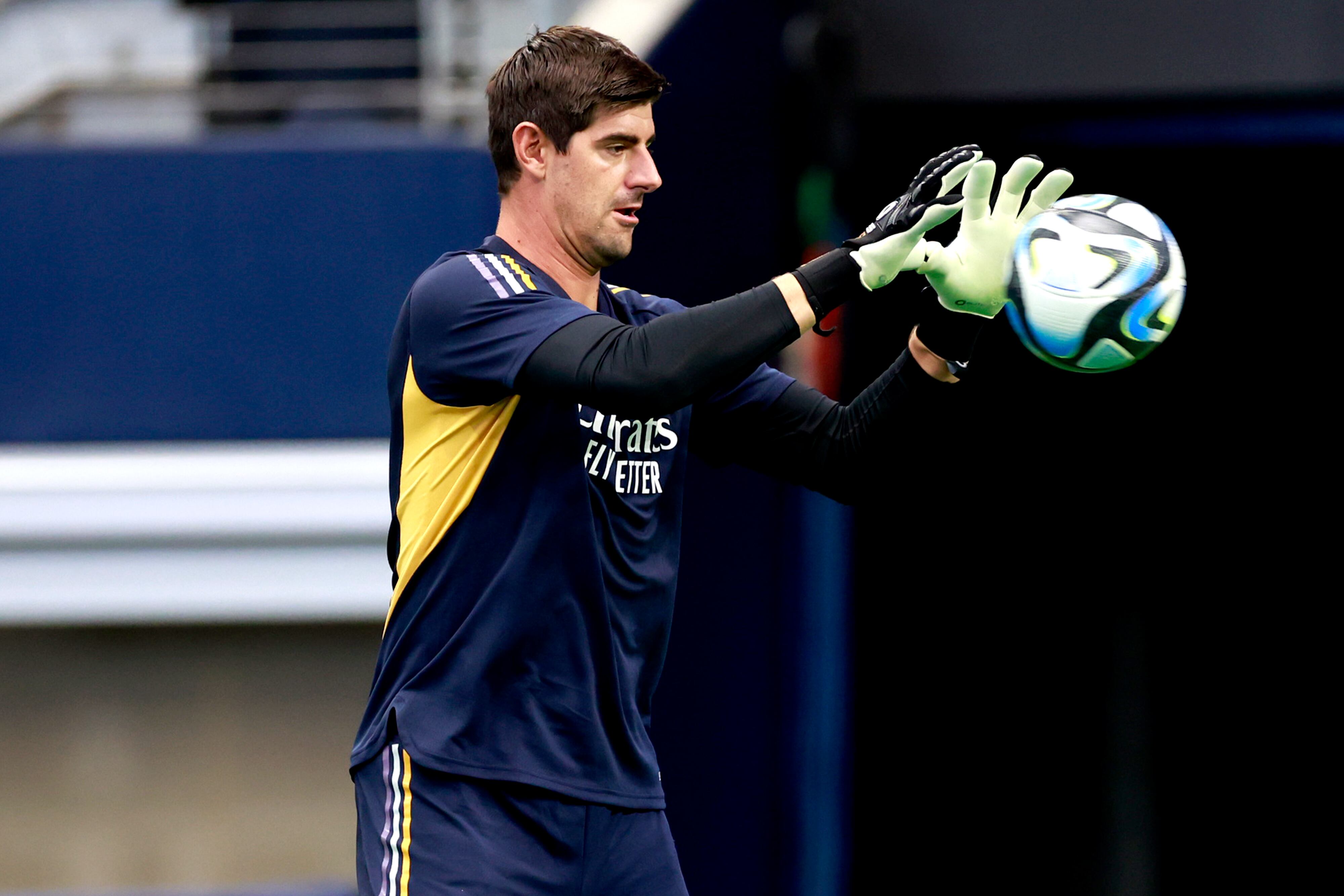 Thibaut Courtois, durante un entrenamiento con el Real Madrid