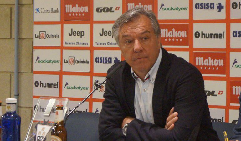 César Ferrando, en la sala de prensa del Albacete Balompié