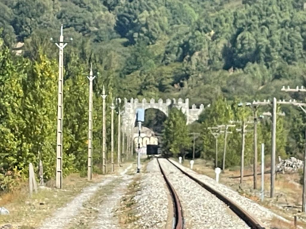 La vegetación también ha crecido en el entorno del clausurado túnel de Robregordo, cuyo desprendimiento marcó el desuso de la línea