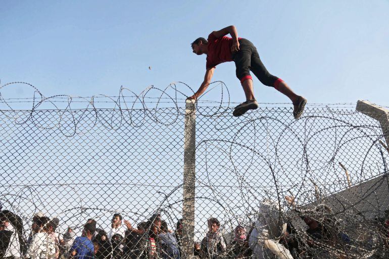 Refugiados en la frontera de Siria con Turquía