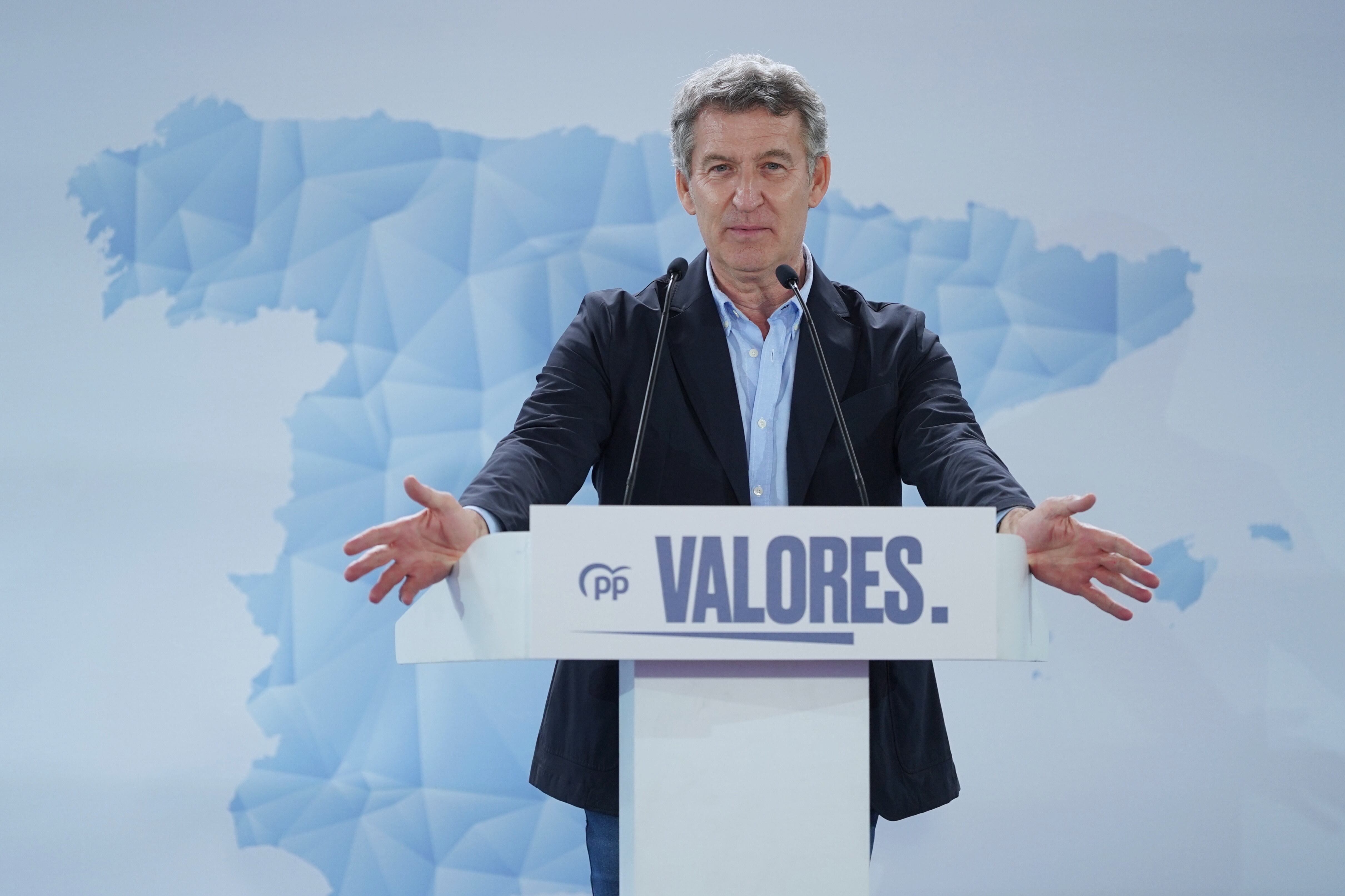 El presidente del PP, Alberto Núñez Feijóo, este viernes en Valladolid. 