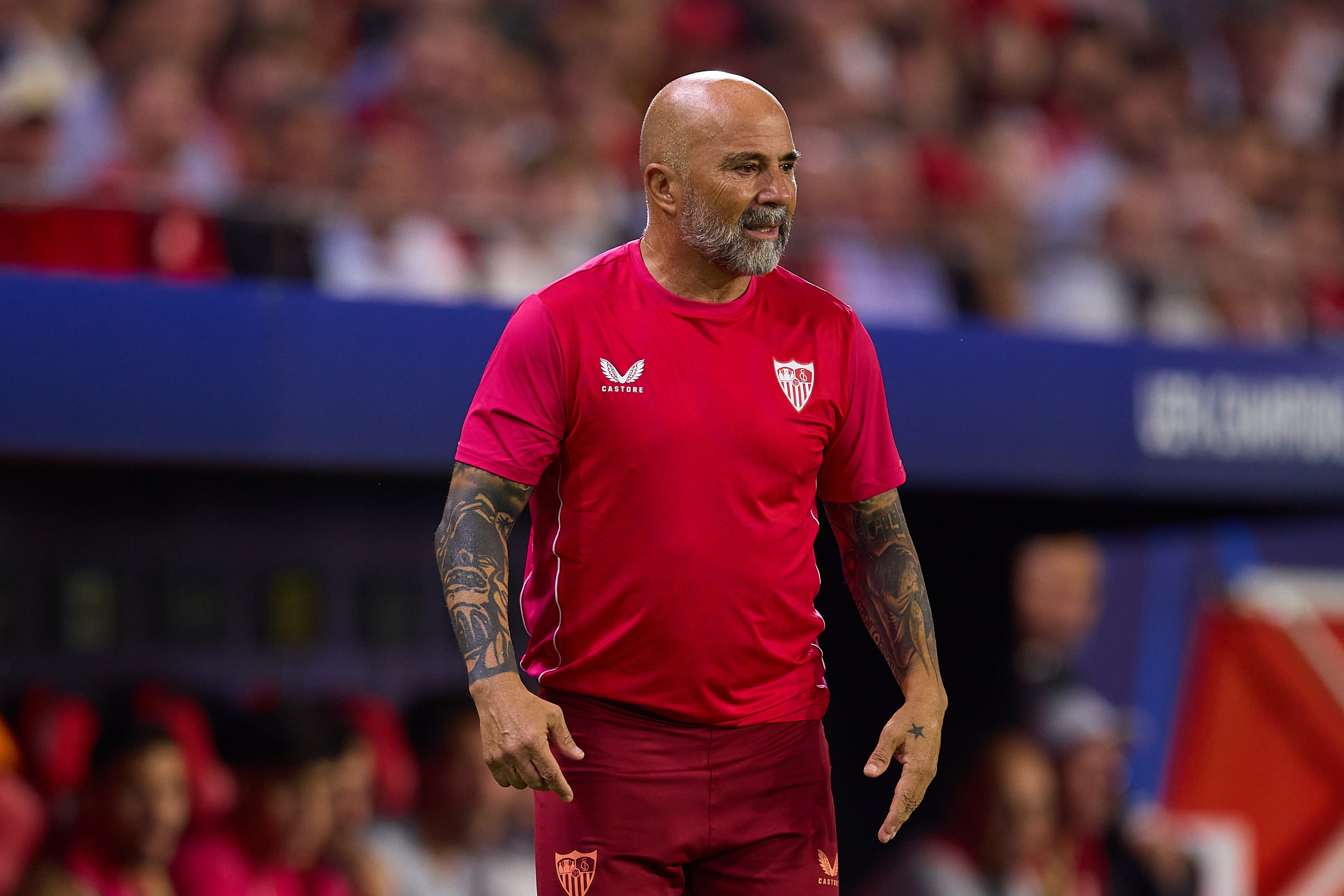 Jorge Sampaoli, durante un partido con el Sevilla FC.