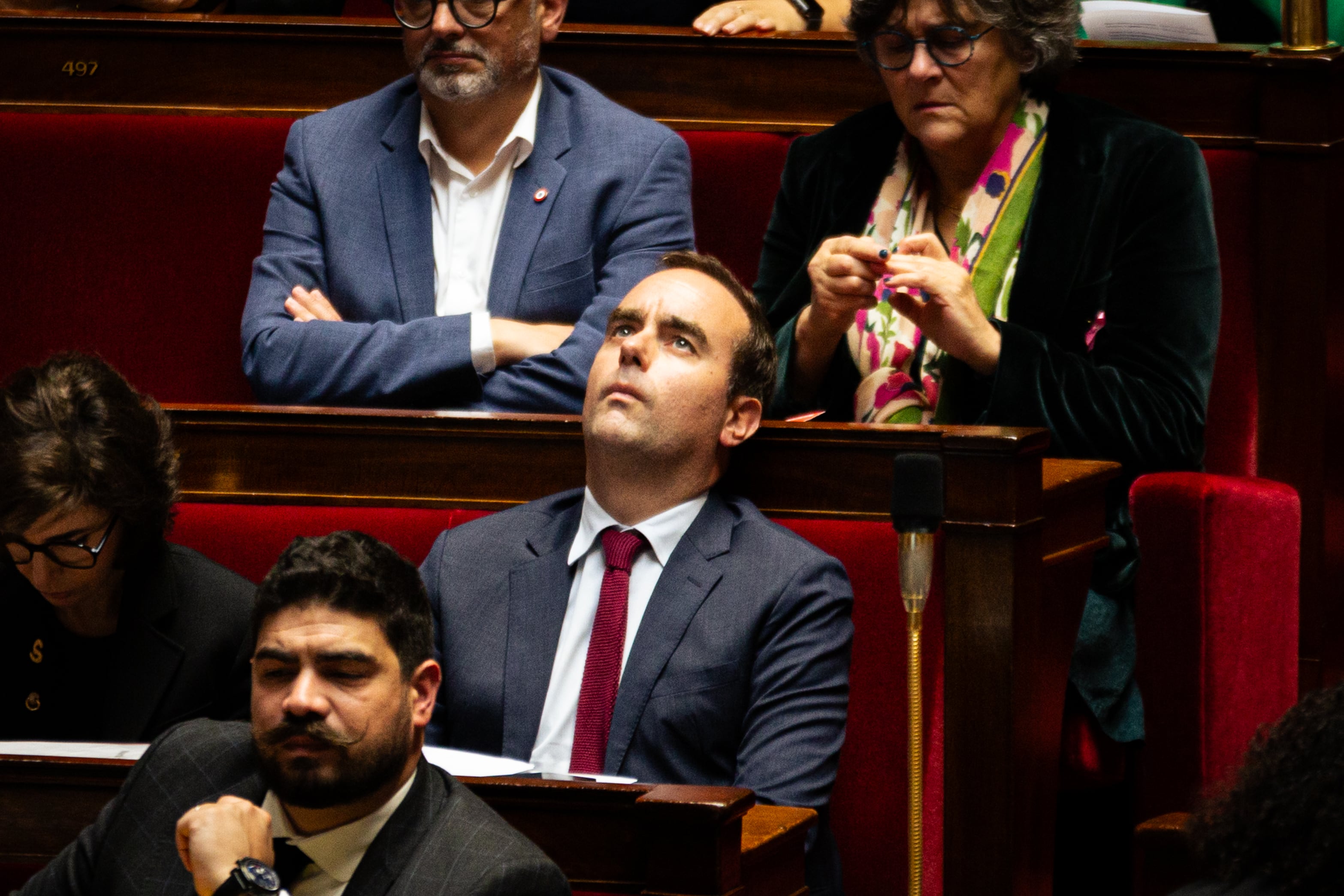 Sebastien Lecornu, Minister of the Armed Forces and Veterans, is seen during the questions to the government session at the National Assembly in Paris, France, on October 15, 2024. (Photo by Telmo Pinto/NurPhoto via Getty Images)