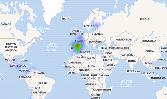 El mapa interactivo de Geneanet.