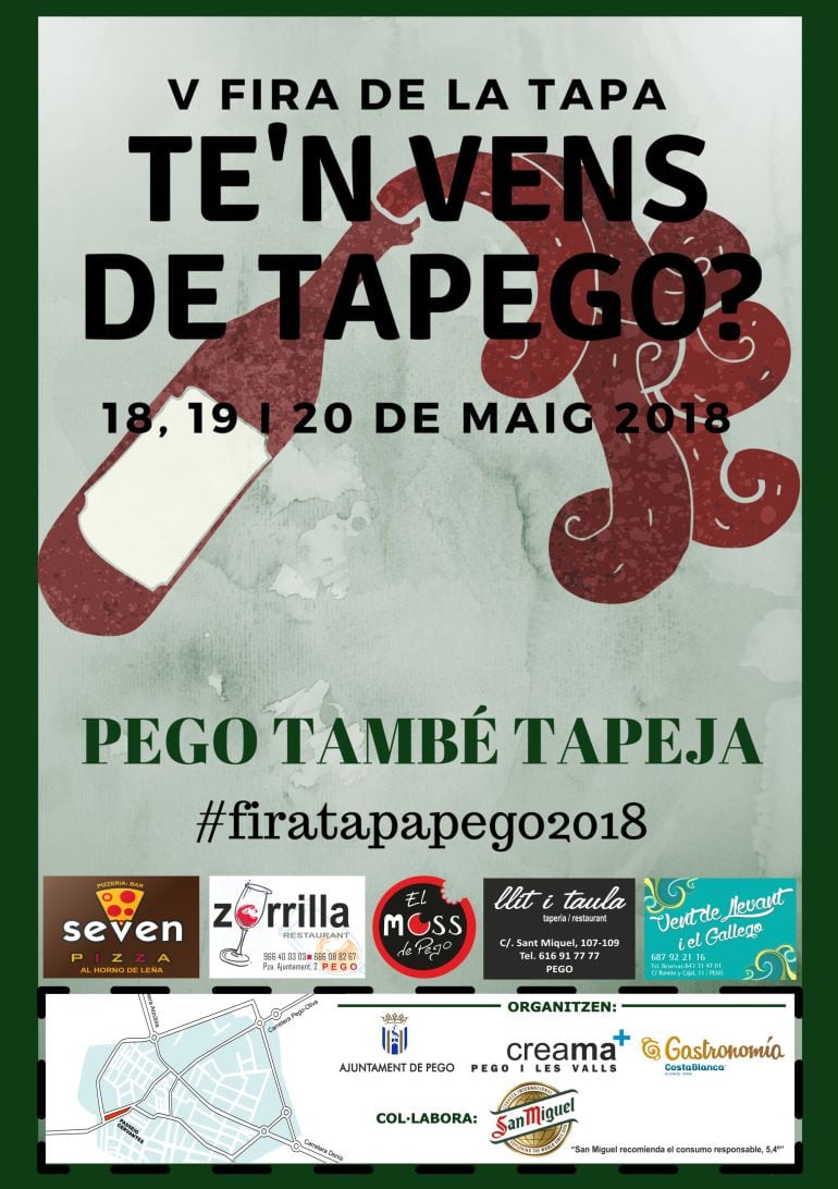 Cartel de la V Fira de la Tapa en Pego.