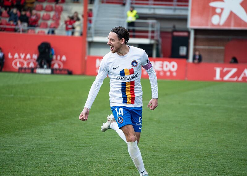 Sergio Molina, durant la celebració del seu gol