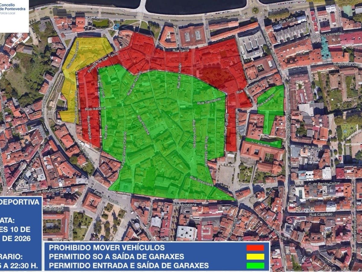 Cortes en el centro histórico, la plaza de toros y la autovía de Marín: así estará Pontevedra este fin de semana