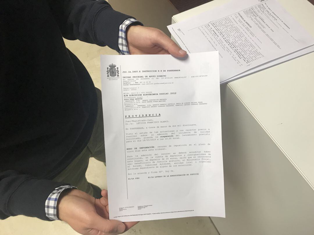 El documento emitido por el juzgado de Ponferrada