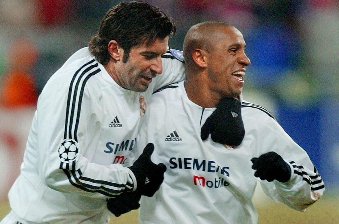 Figo y Roberto Carlos, en su etapa en el Real Madrid.