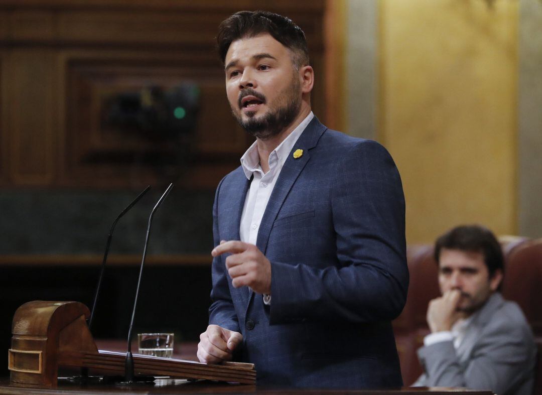 Gabriel Rufián durante su intervención en el Congreso 