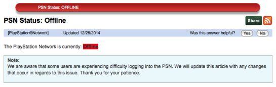 La página de soporte de PSN ofrece un mensaje de error a los usuarios