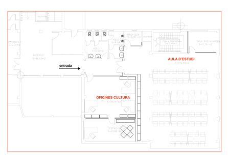 Plano de las nuevas oficinas y sala de estudio, en la segunda planta de la Casa de Cultura de Dénia.