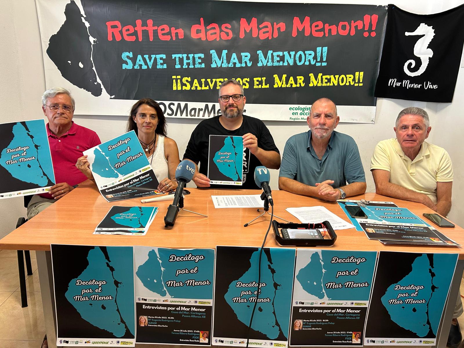 Los colectivos sociales que vienen trabajando por la recuperación del Mar Menor han presentado la versión estatal de su Decálogo por el Mar Menor