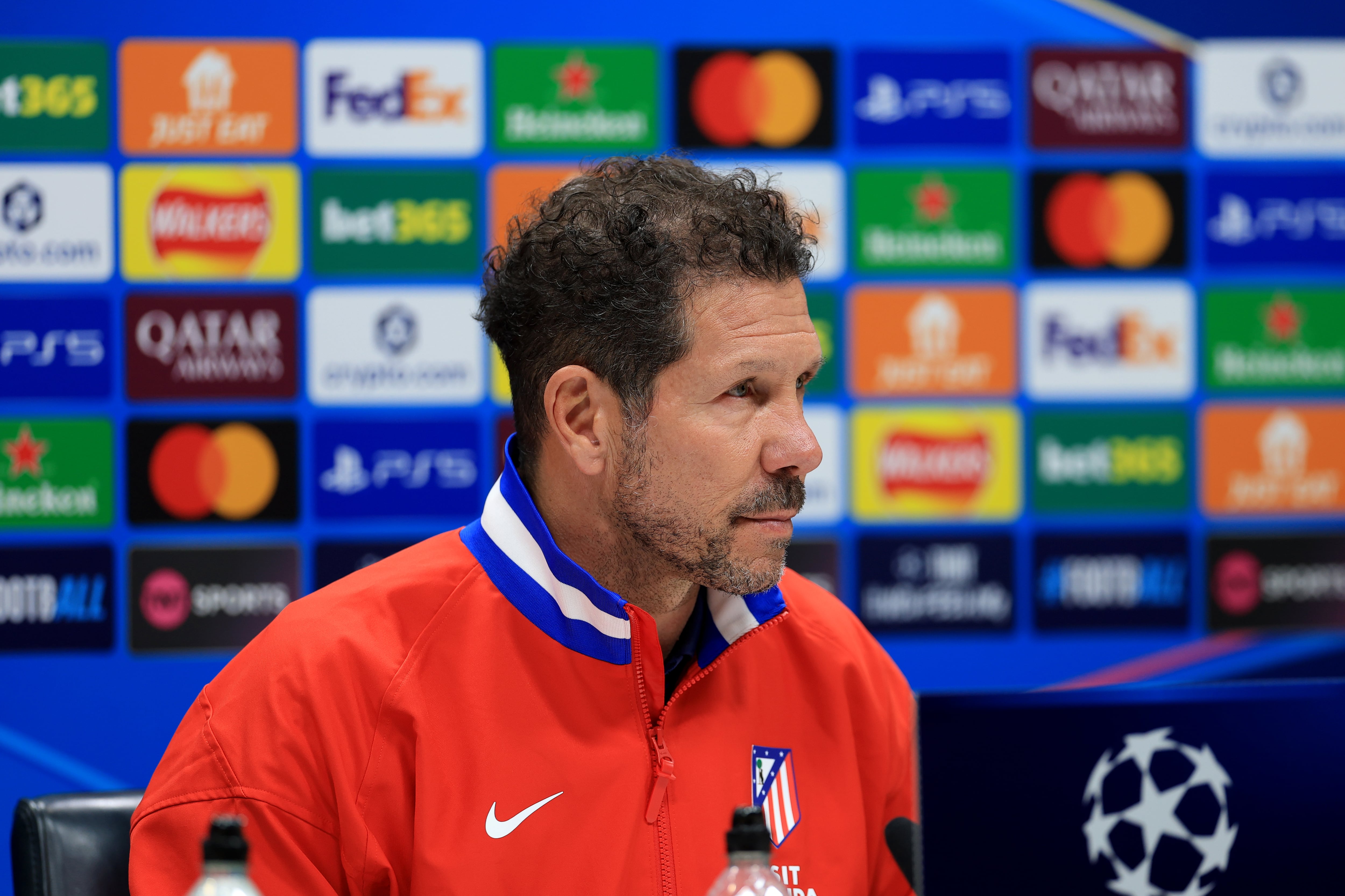 Simeone, durante la rueda de prensa previa al partido ante el Tottenham