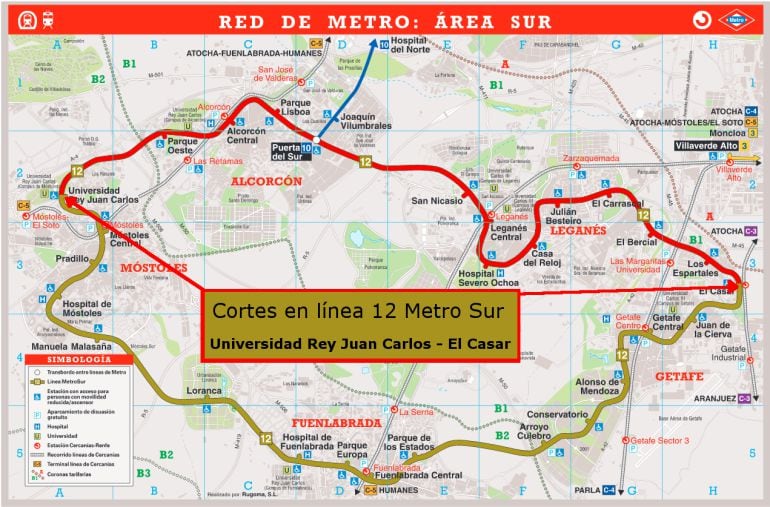 Cortes de en la Línea 12 de MetroSur