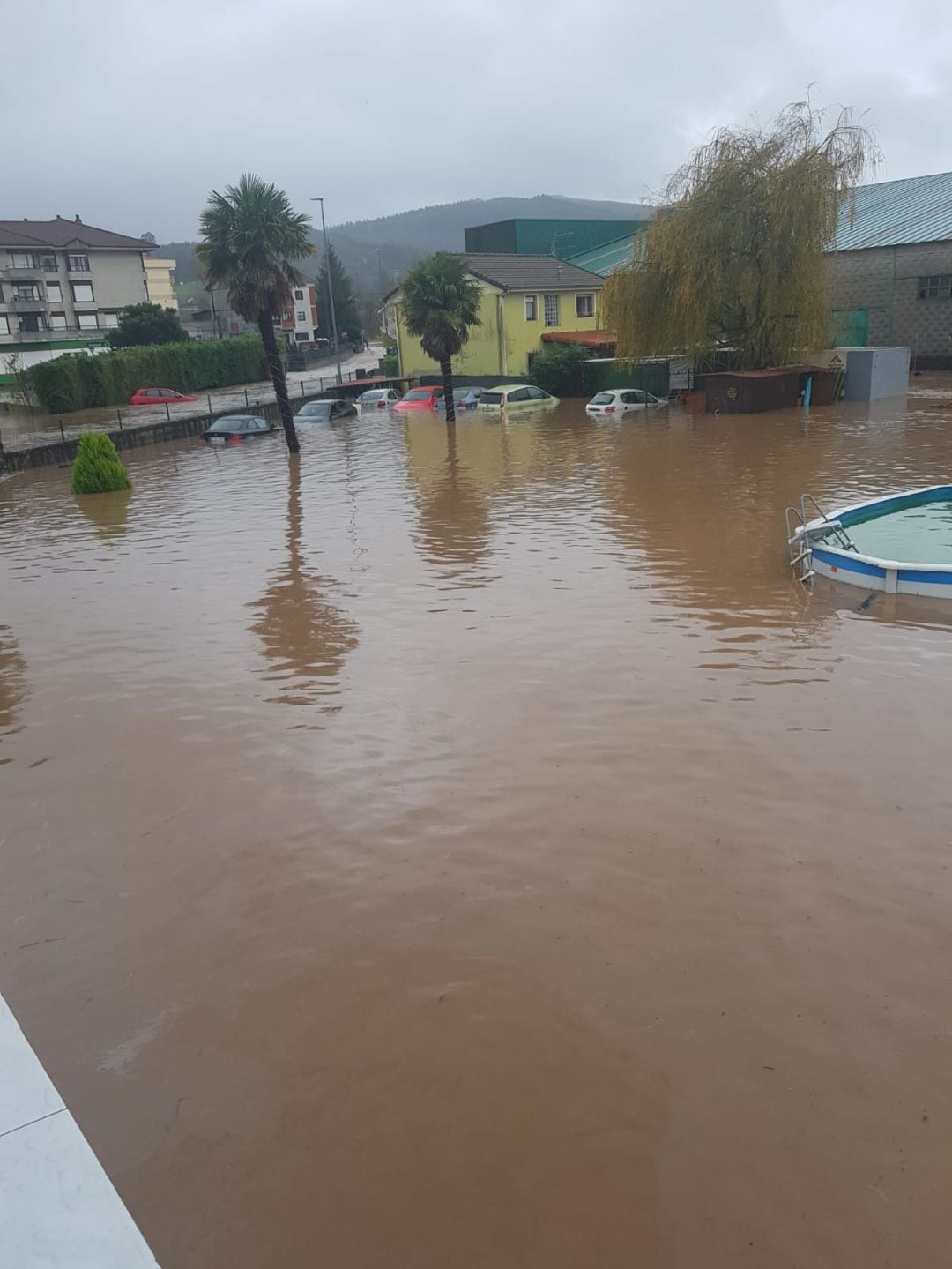 Barrio de la Ventilla en Vioño de Pielagos inundado.